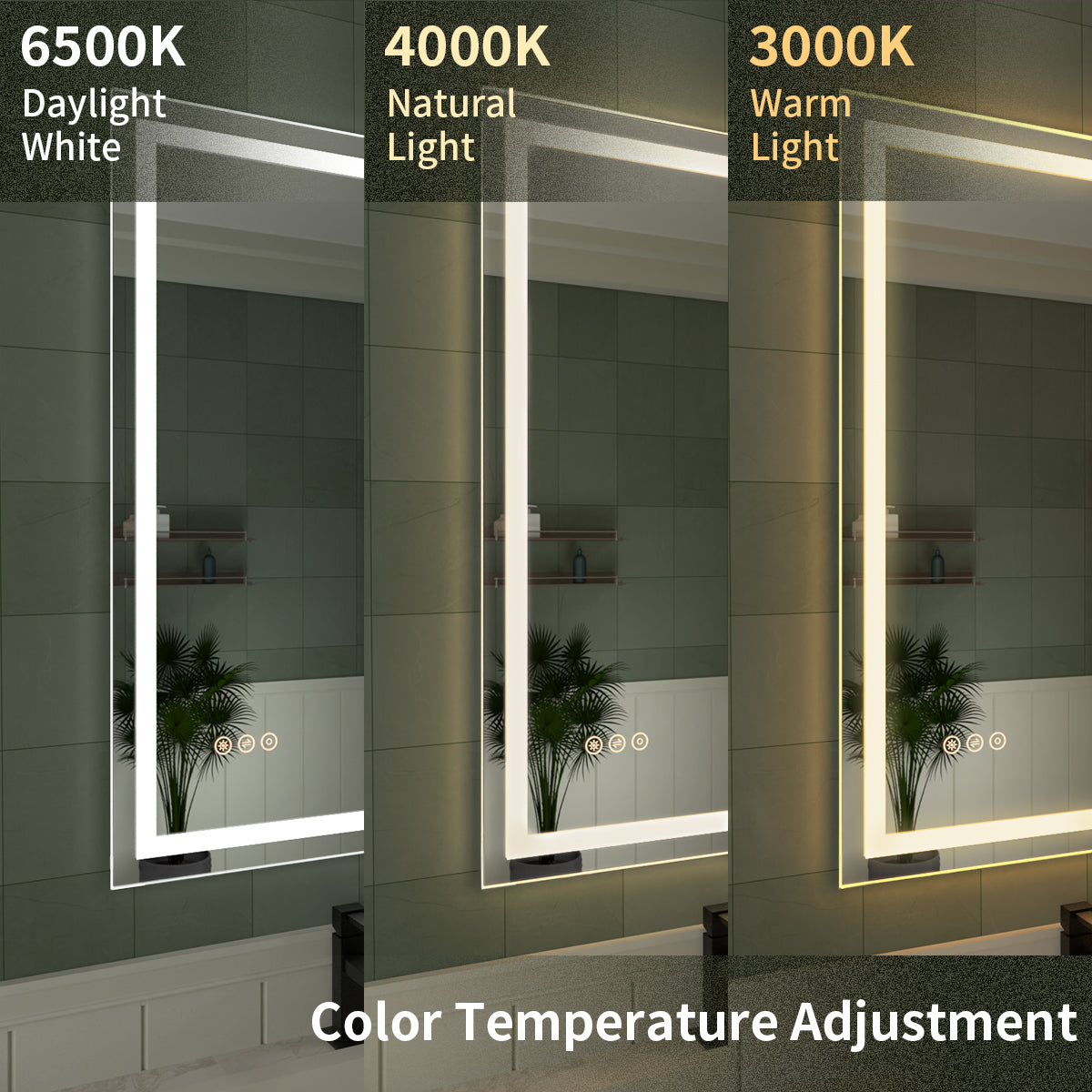 TaiMei LED Bathroom Vanity Mirror Anti-Fog Brightness Adjustable High-Definition ETL Certified