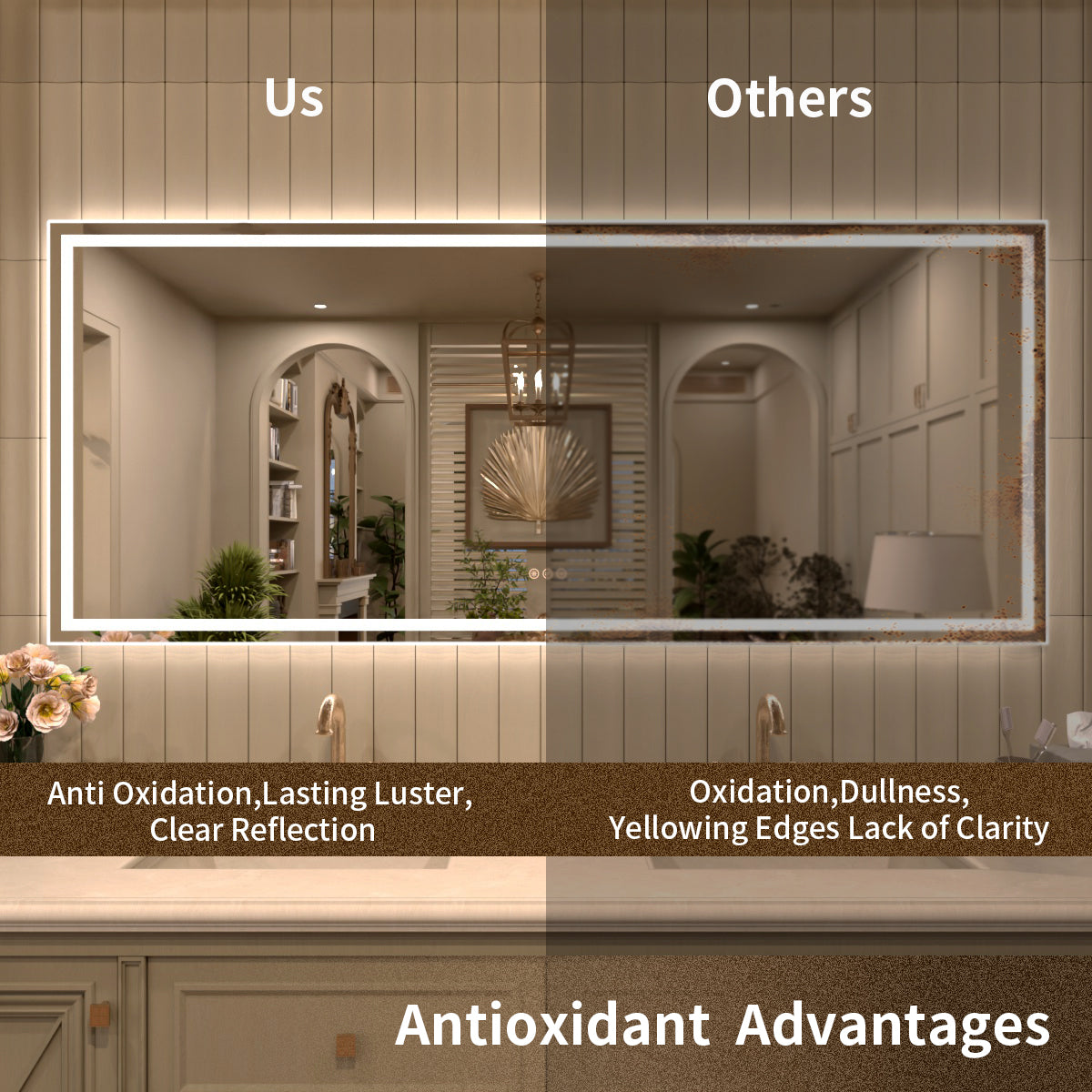 TaiMei MD04SF Frameless  LED Single Bathroom Vanity Mirror in Polished Crystal