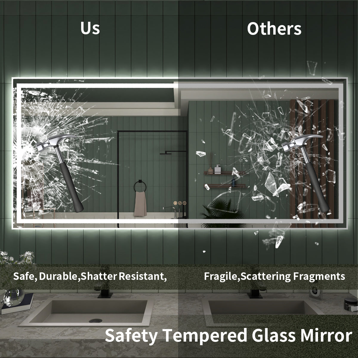 TaiMei LED Bathroom Vanity Mirror Anti-Fog Brightness Adjustable High-Definition ETL Certified