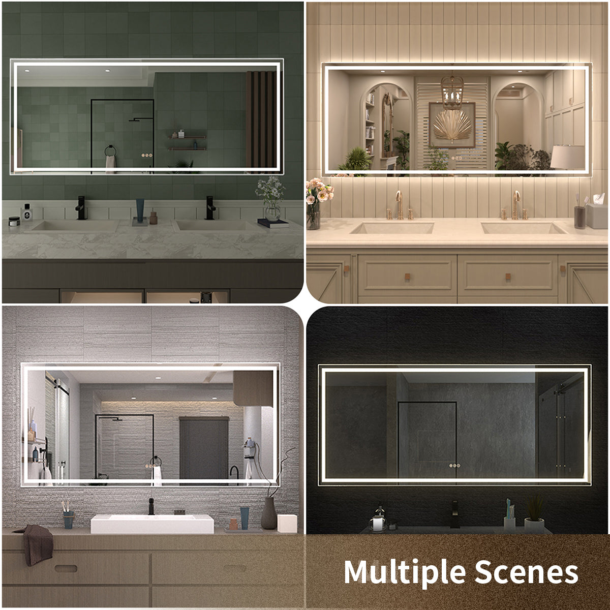 TaiMei MD04SF Frameless  LED Single Bathroom Vanity Mirror in Polished Crystal