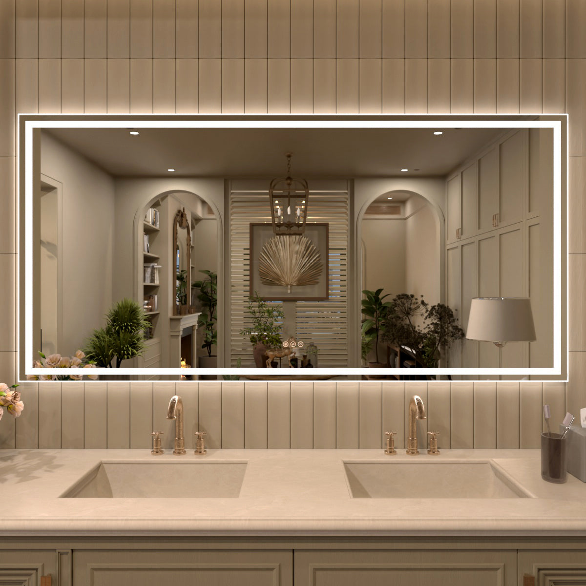 TaiMei Multiple Sizes Rectangular Frameless LED Anti-Fog Wall Bathroom Vanity Mirror 72*36 MD04-7236-01_37394198-7ac1-465a-958c-a6465ad48a4e
