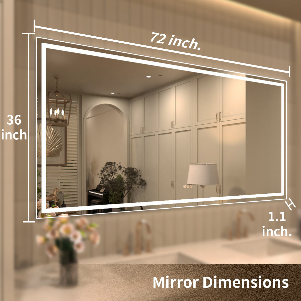 TaiMei LED Bathroom Vanity Mirror Anti-Fog Brightness Adjustable High-Definition ETL Certified