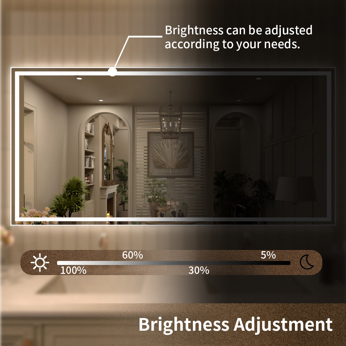 TaiMei Multiple Sizes Rectangular Frameless LED Anti-Fog Wall Bathroom Vanity Mirror MD04-7236-07_5c5c4f4c-e0d9-4e19-b809-3f38f4cc946a