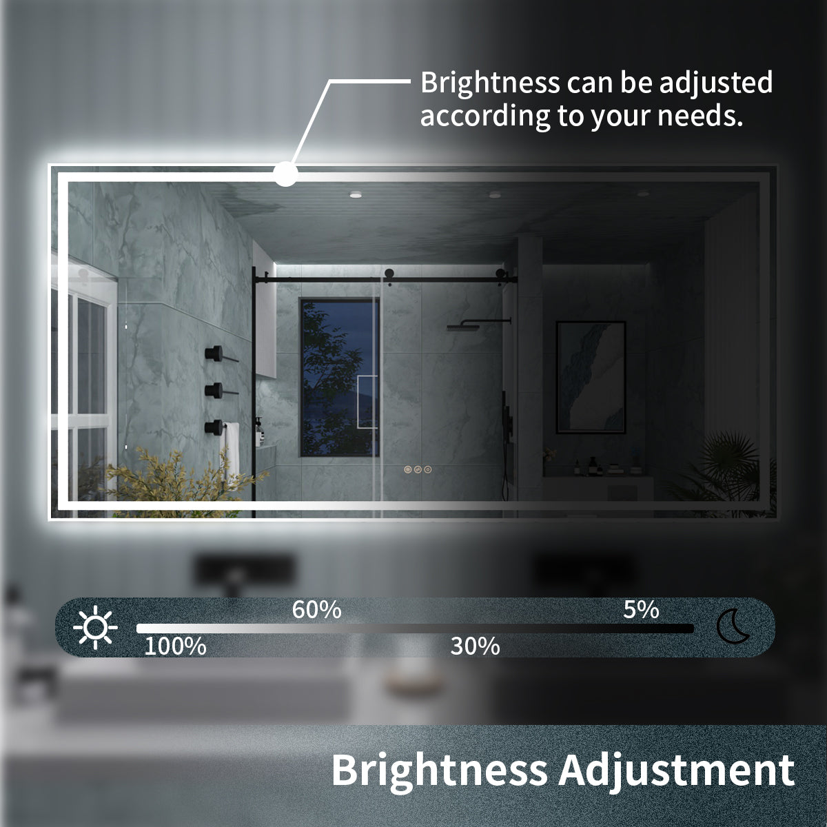 TaiMei LED Bathroom Vanity Mirror Anti-Fog Brightness Adjustable High-Definition ETL Certified