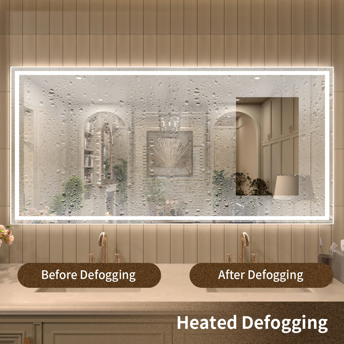 TaiMei LED Bathroom Vanity Mirror Anti-Fog Brightness Adjustable High-Definition ETL Certified