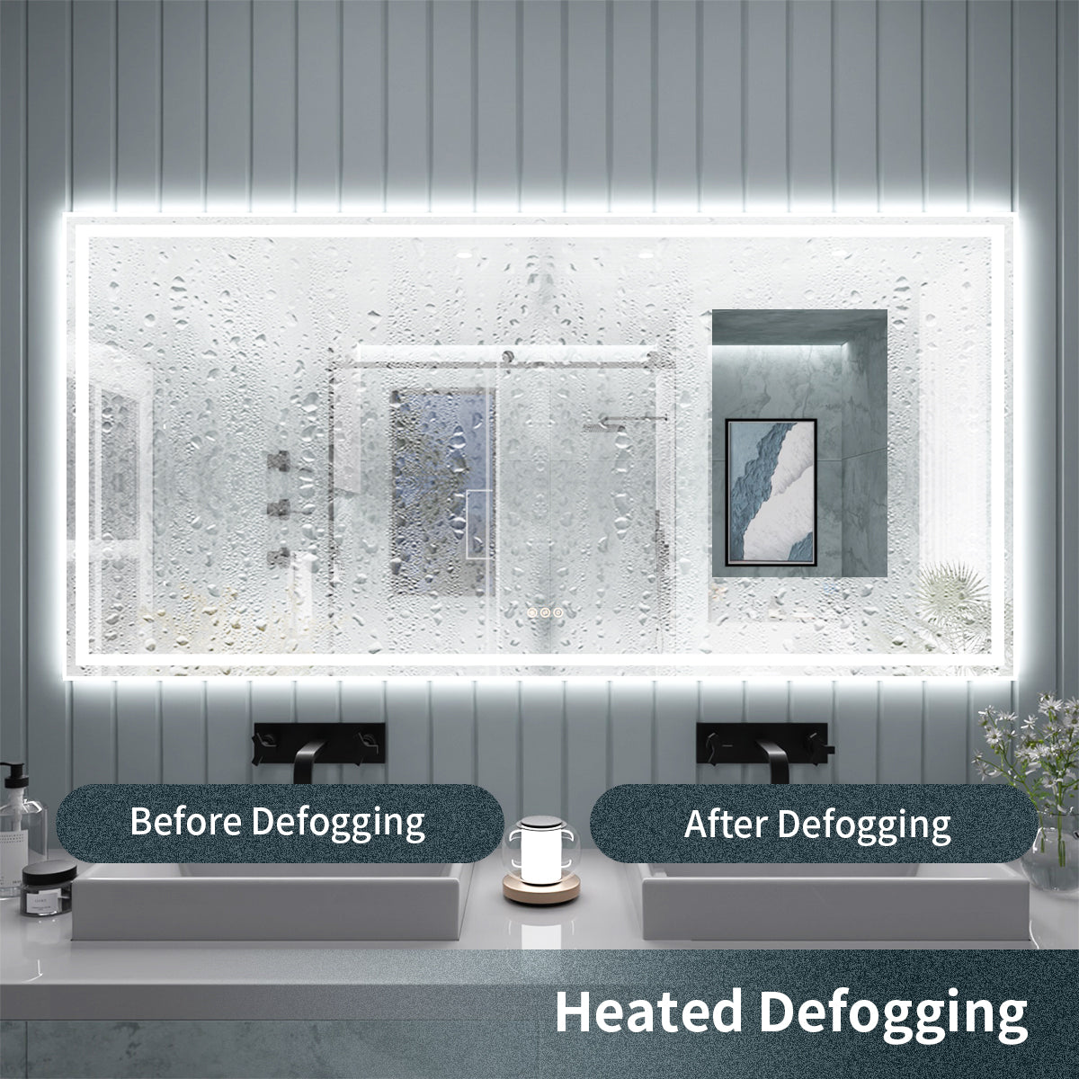 TaiMei LED Bathroom Vanity Mirror Anti-Fog Brightness Adjustable High-Definition ETL Certified