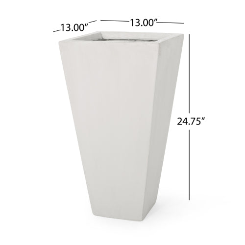 Vertex 13 in. Outdoor Modern Cast Stone Planter with MGO Construction