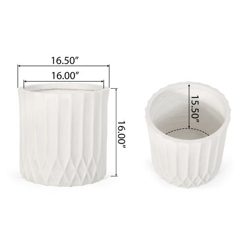 Candor Antique White Magnesium Oxide Urn Planter for Indoor Outdoor Use
