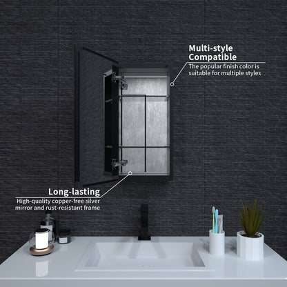 Niveal LUMCA Series Rectangular Aluminum Recessed/Surface Mount Medicine Cabinet with Mirror MMC-1224MB5