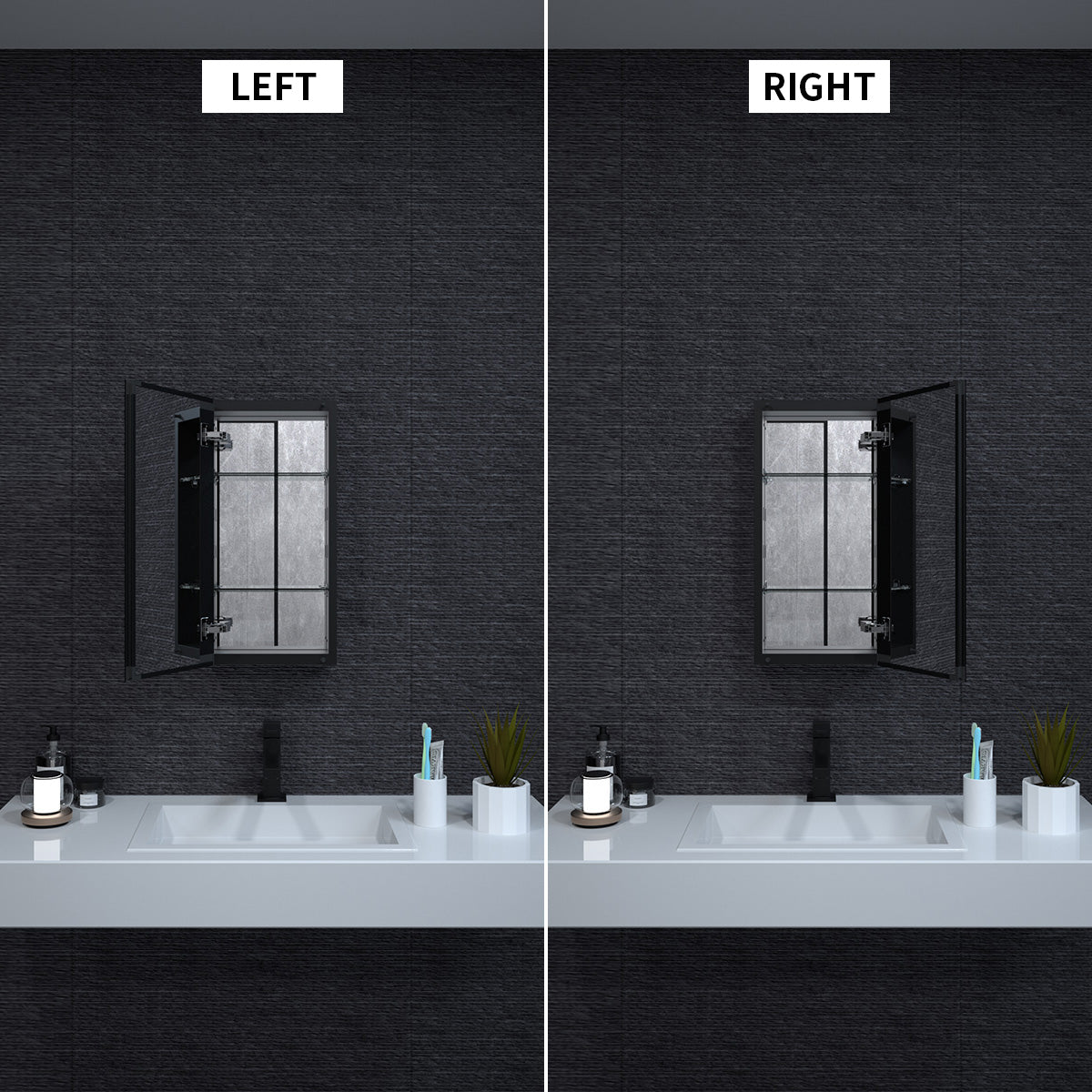 Niveal LUMCA Series Rectangular Aluminum Recessed/Surface Mount Medicine Cabinet with Mirror MMC-1224MB6