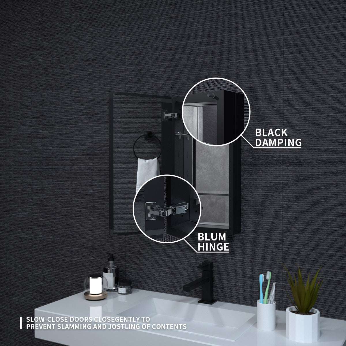 Niveal LUMCA Series Rectangular Aluminum Recessed/Surface Mount Medicine Cabinet with Mirror MMC-1224MB7