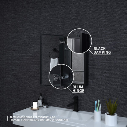 Niveal LUMCA Series Rectangular Aluminum Recessed/Surface Mount Medicine Cabinet with Mirror MMC-1224MB7
