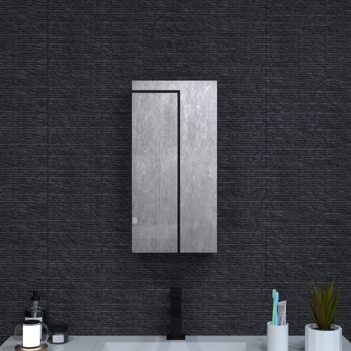 Niveal LUMCA Series Rectangular Aluminum Recessed/Surface Mount Medicine Cabinet with Mirror MMC-1224MB9