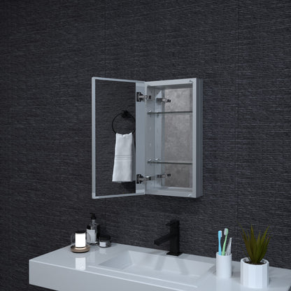 Niveal LUMCA Series Rectangular Aluminum Recessed/Surface Mount Medicine Cabinet with Mirror MMC-1224SV10