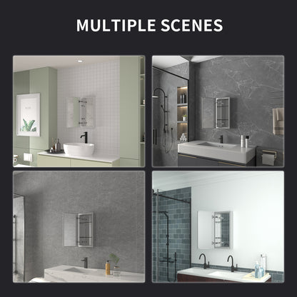 Niveal LUMCA Series Rectangular Aluminum Recessed/Surface Mount Medicine Cabinet with Mirror MMC-1224SV11