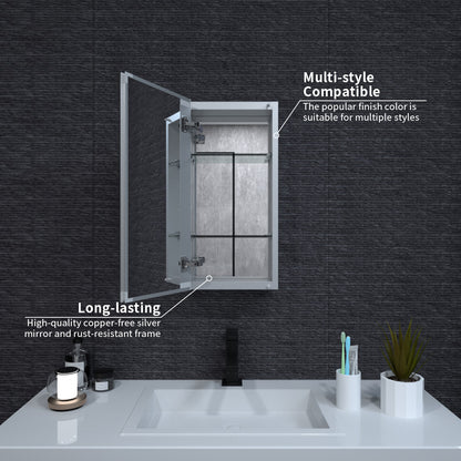 Niveal LUMCA Series Rectangular Aluminum Recessed/Surface Mount Medicine Cabinet with Mirror MMC-1224SV5