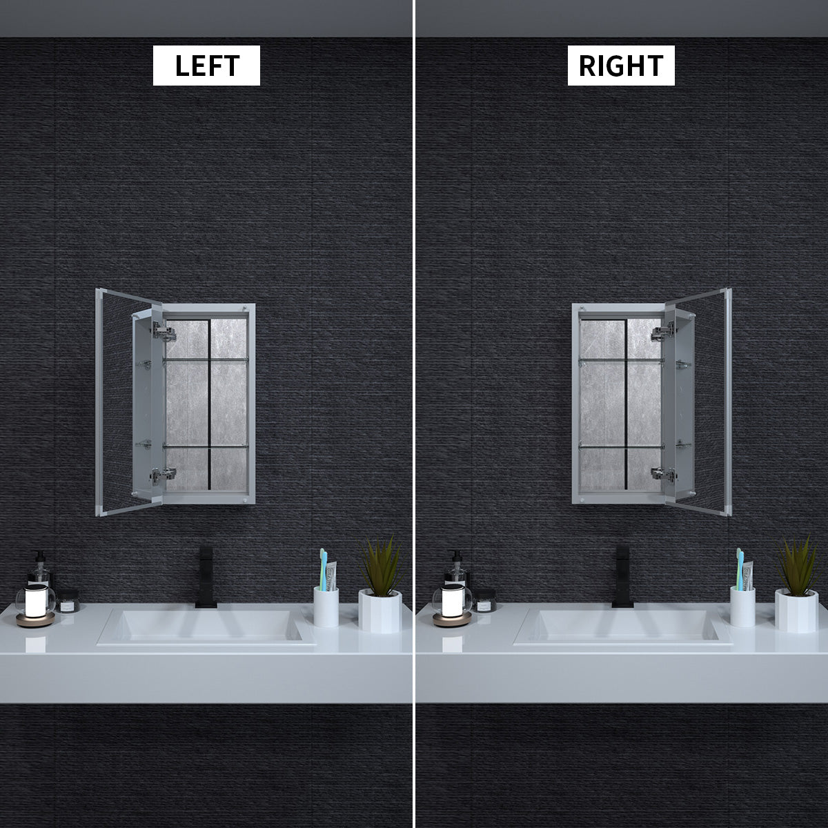 Niveal LUMCA Series Rectangular Aluminum Recessed/Surface Mount Medicine Cabinet with Mirror MMC-1224SV6