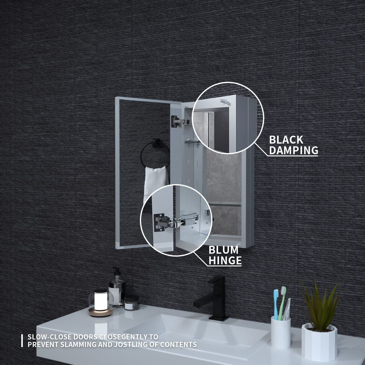 Niveal LUMCA Series Rectangular Aluminum Recessed/Surface Mount Medicine Cabinet with Mirror MMC-1224SV7