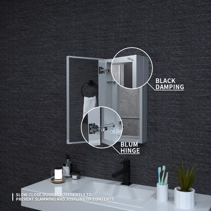 Niveal LUMCA Series Rectangular Aluminum Recessed/Surface Mount Medicine Cabinet with Mirror MMC-1224SV7