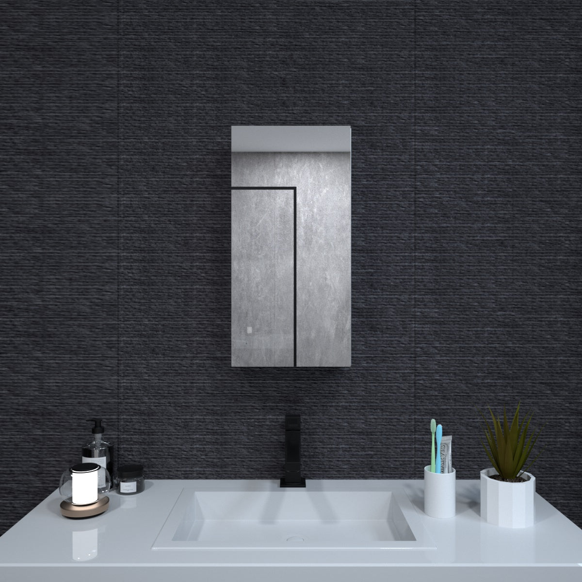 Niveal LUMCA Series Rectangular Aluminum Recessed/Surface Mount Medicine Cabinet with Mirror MMC-1224SV9