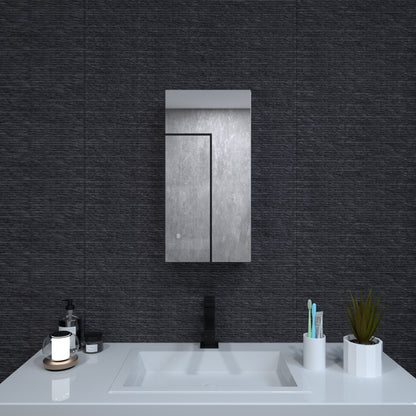 Niveal LUMCA Series Rectangular Aluminum Recessed/Surface Mount Medicine Cabinet with Mirror MMC-1224SV9