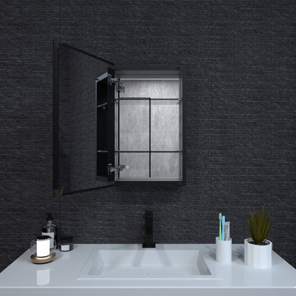 Niveal LUMCA Series Rectangular Aluminum Recessed/Surface Mount Medicine Cabinet with Mirror MMC-1524MB2