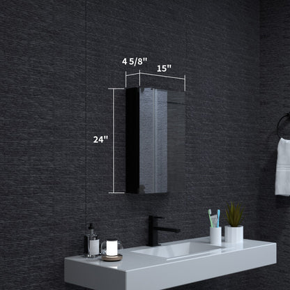 Niveal LUMCA Series Rectangular Aluminum Recessed/Surface Mount Medicine Cabinet with Mirror MMC-1524MB3