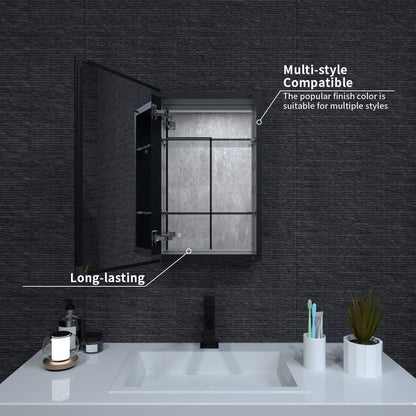Niveal LUMCA Series Rectangular Aluminum Recessed/Surface Mount Medicine Cabinet with Mirror MMC-1524MB5