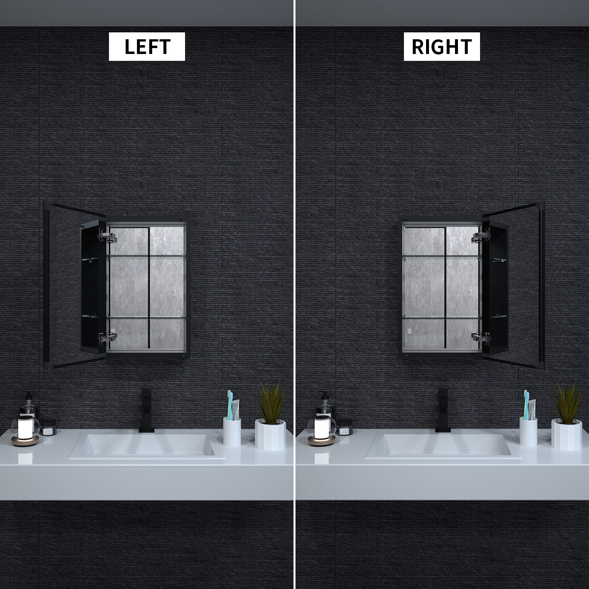 Niveal LUMCA Series Rectangular Aluminum Recessed/Surface Mount Medicine Cabinet with Mirror MMC-1524MB6
