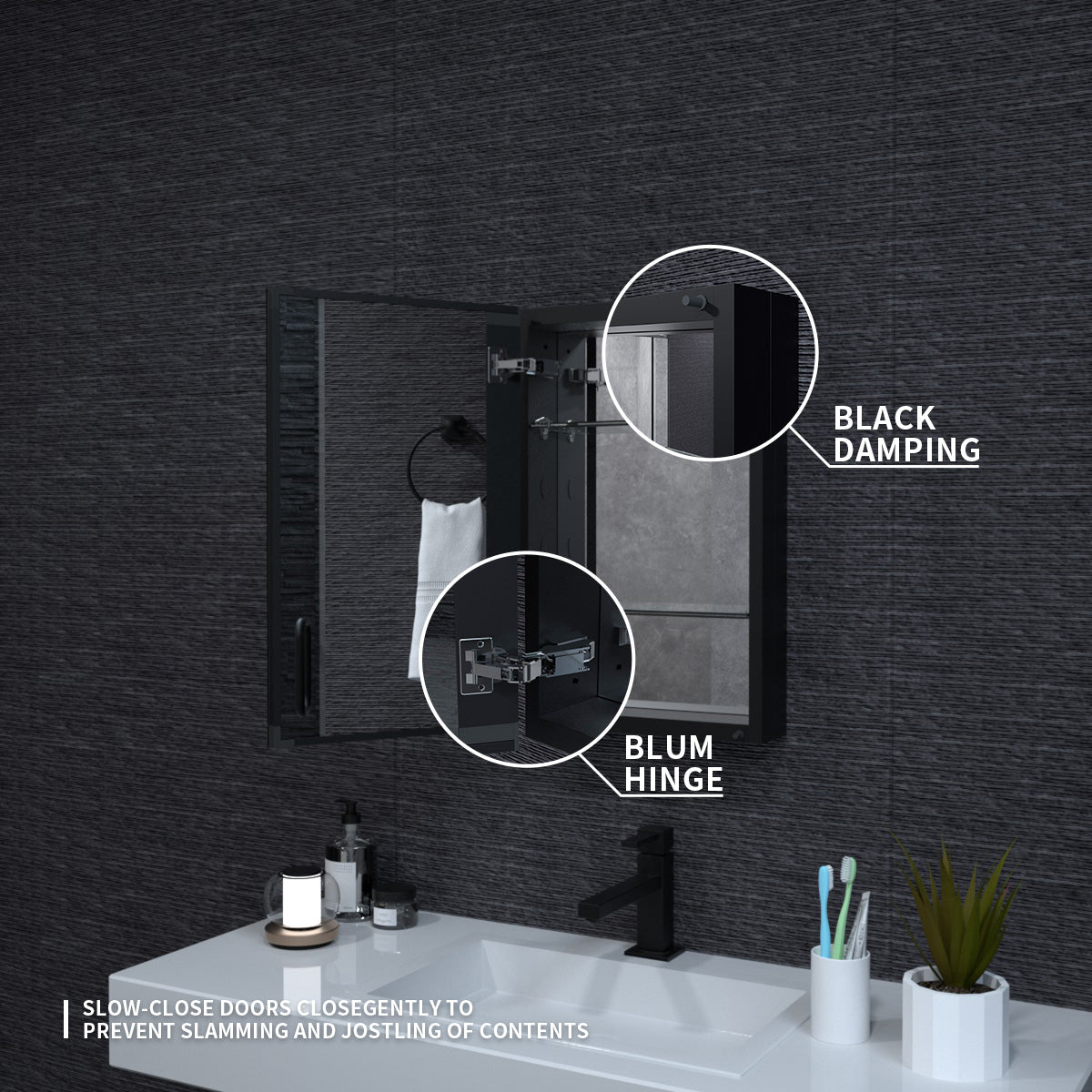 Niveal LUMCA Series Rectangular Aluminum Recessed/Surface Mount Medicine Cabinet with Mirror MMC-1524MB7