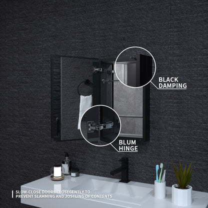 Niveal LUMCA Series Rectangular Aluminum Recessed/Surface Mount Medicine Cabinet with Mirror MMC-1524MB7