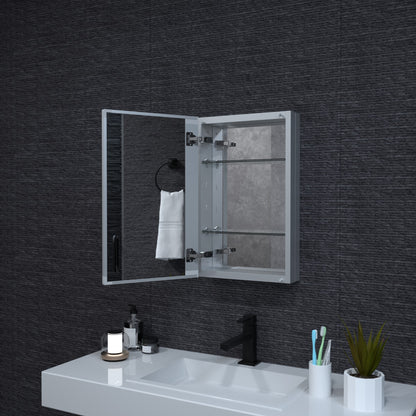 Niveal LUMCA Series Rectangular Aluminum Recessed/Surface Mount Medicine Cabinet with Mirror MMC-1524SV10