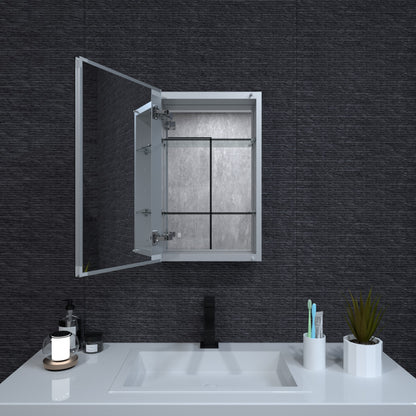Niveal LUMCA Series Rectangular Aluminum Recessed/Surface Mount Medicine Cabinet with Mirror MMC-1524SV2