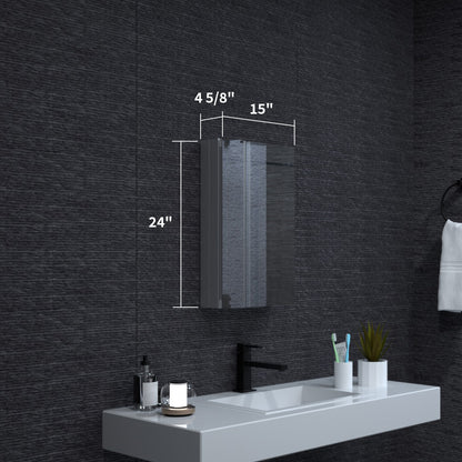 Niveal LUMCA Series Rectangular Aluminum Recessed/Surface Mount Medicine Cabinet with Mirror MMC-1524SV3