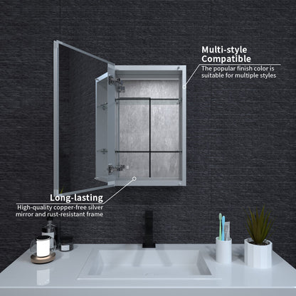 Niveal LUMCA Series Rectangular Aluminum Recessed/Surface Mount Medicine Cabinet with Mirror MMC-1524SV5