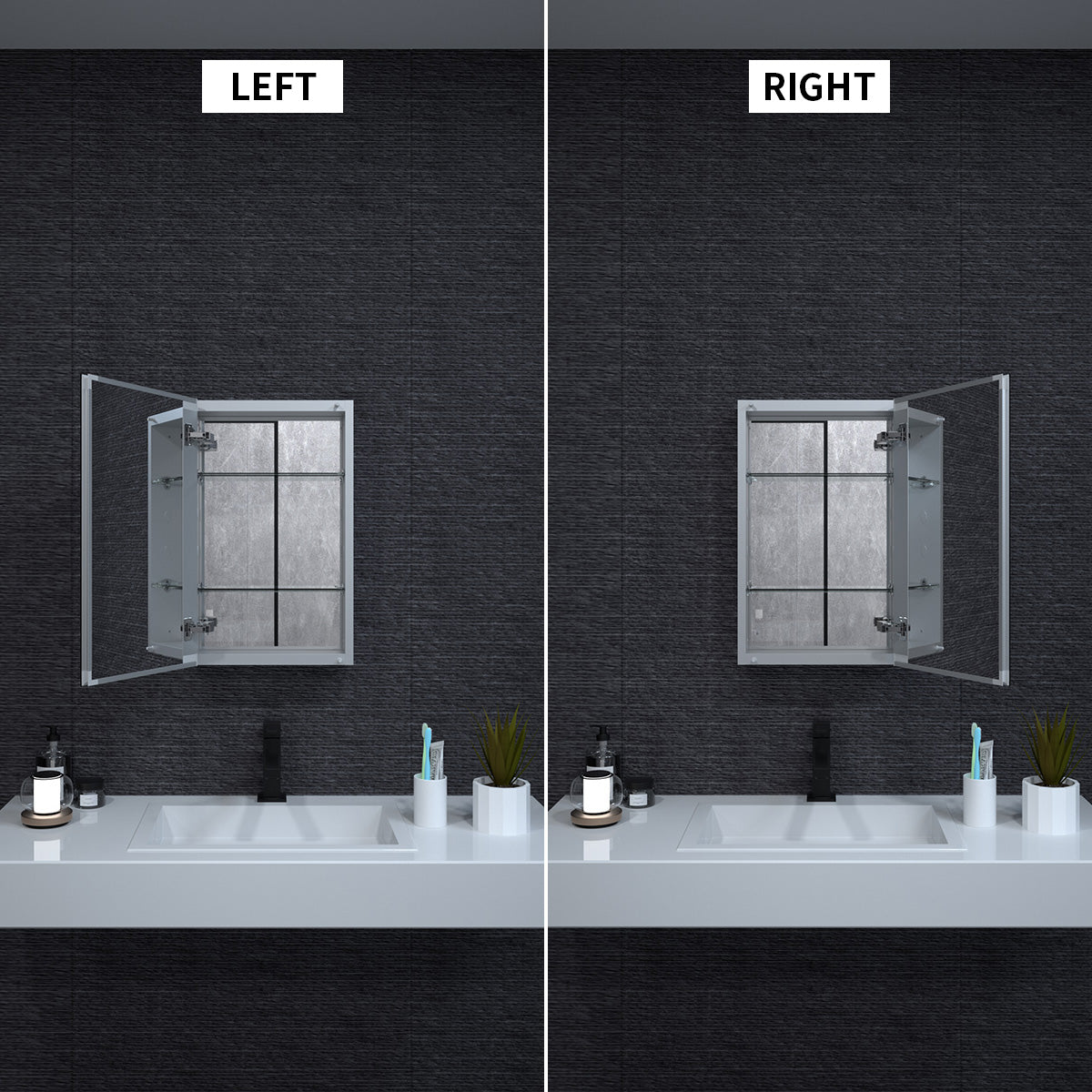 Niveal LUMCA Series Rectangular Aluminum Recessed/Surface Mount Medicine Cabinet with Mirror MMC-1524SV6