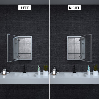 Niveal LUMCA Series Rectangular Aluminum Recessed/Surface Mount Medicine Cabinet with Mirror MMC-1524SV6