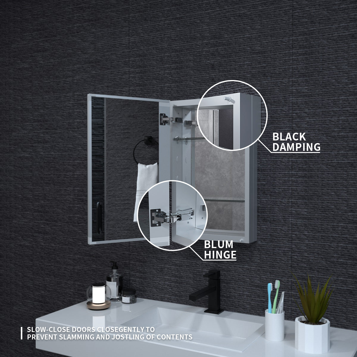 Niveal LUMCA Series Rectangular Aluminum Recessed/Surface Mount Medicine Cabinet with Mirror MMC-1524SV7