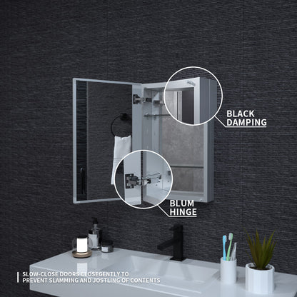 Niveal LUMCA Series Rectangular Aluminum Recessed/Surface Mount Medicine Cabinet with Mirror MMC-1524SV7