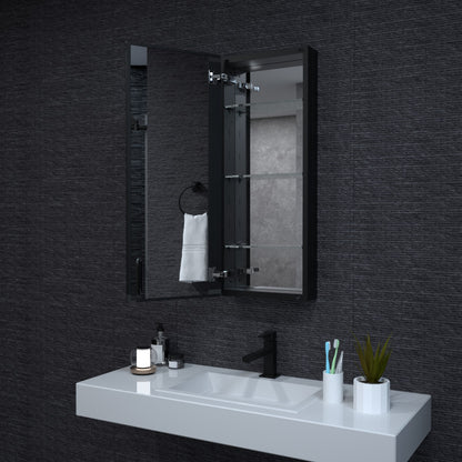 Niveal LUMCA Series Rectangular Aluminum Recessed/Surface Mount Medicine Cabinet with Mirror MMC-1536MB10