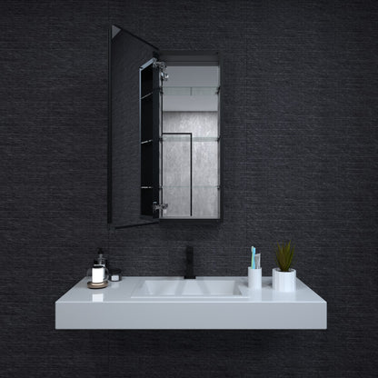 Niveal LUMCA Series Rectangular Aluminum Recessed/Surface Mount Medicine Cabinet with Mirror MMC-1536MB2