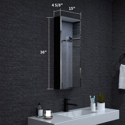 Niveal LUMCA Series Rectangular Aluminum Recessed/Surface Mount Medicine Cabinet with Mirror MMC-1536MB3