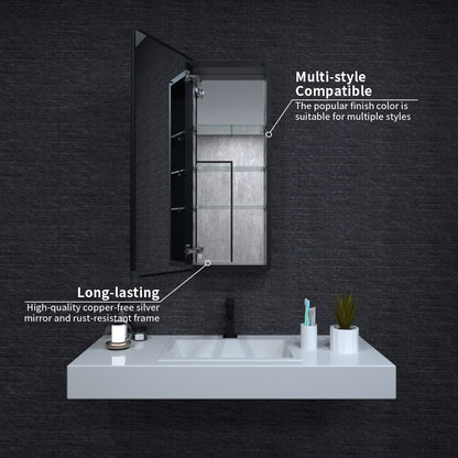 Niveal LUMCA Series Rectangular Aluminum Recessed/Surface Mount Medicine Cabinet with Mirror MMC-1536MB5