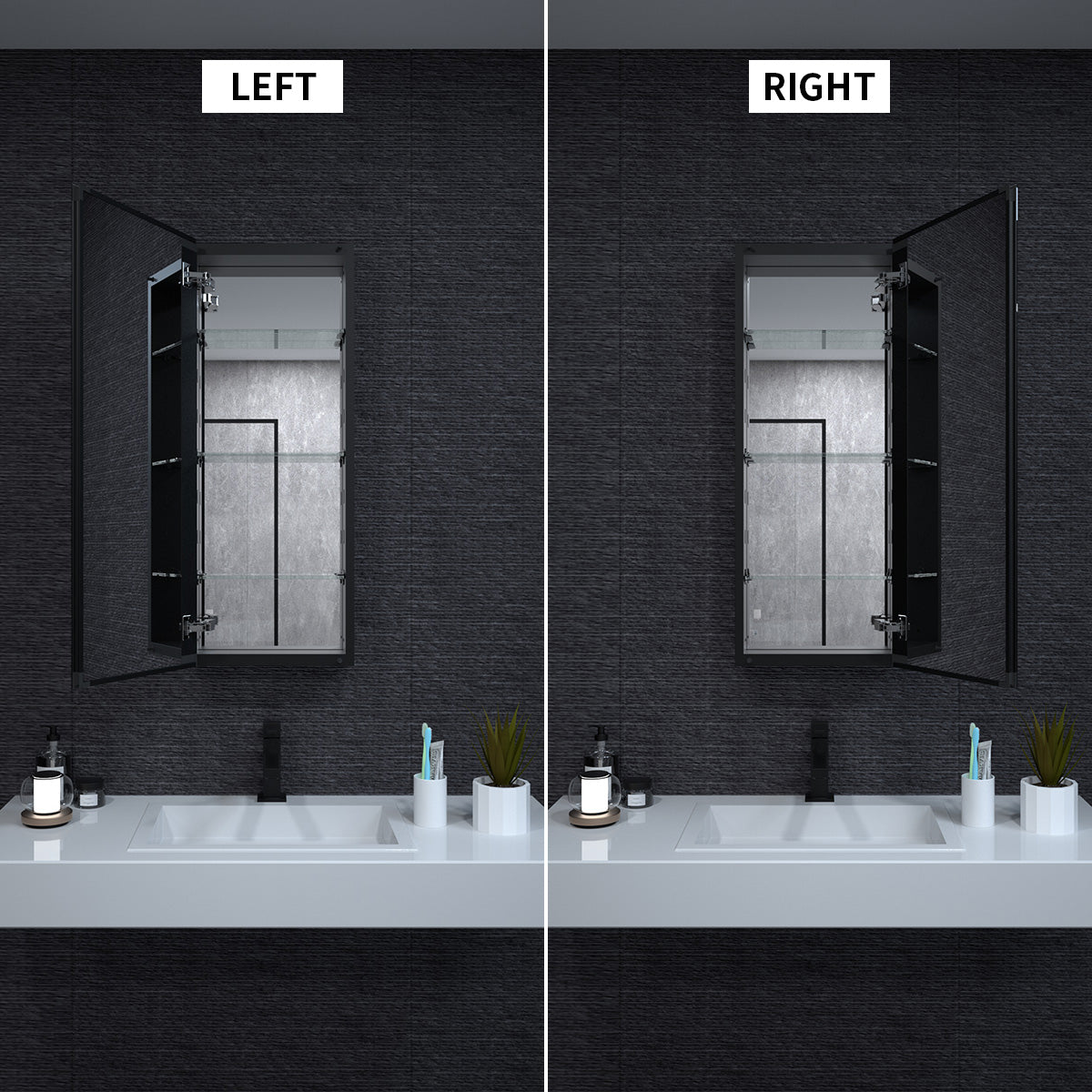 Niveal LUMCA Series Rectangular Aluminum Recessed/Surface Mount Medicine Cabinet with Mirror MMC-1536MB6