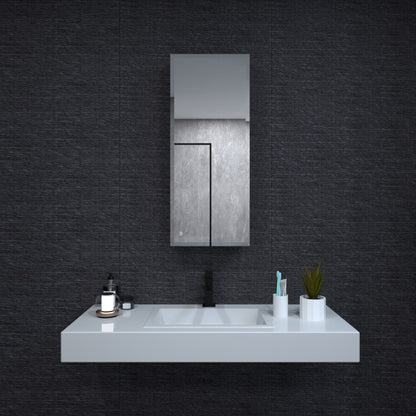 Niveal LUMCA Series Rectangular Aluminum Recessed/Surface Mount Medicine Cabinet with Mirror MMC-1536MB9