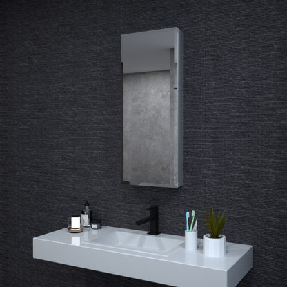 Niveal LUMCA Series Rectangular Aluminum Recessed/Surface Mount Medicine Cabinet with Mirror Chrome 15 in. W x 36 in. H MMC-1536SV1