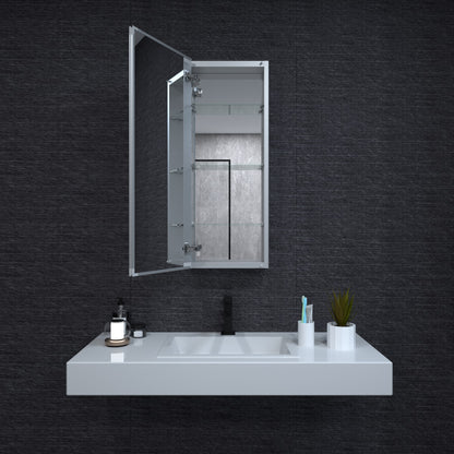 Niveal LUMCA Series Rectangular Aluminum Recessed/Surface Mount Medicine Cabinet with Mirror MMC-1536SV2
