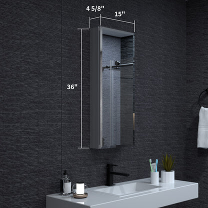 Niveal LUMCA Series Rectangular Aluminum Recessed/Surface Mount Medicine Cabinet with Mirror MMC-1536SV3