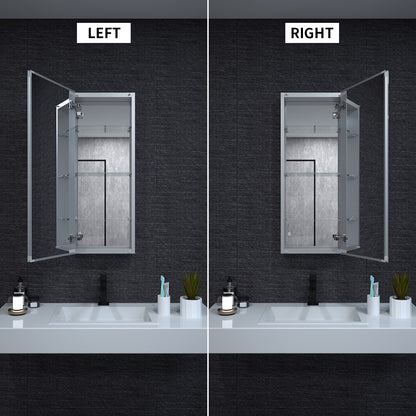 Niveal LUMCA Series Rectangular Aluminum Recessed/Surface Mount Medicine Cabinet with Mirror MMC-1536SV6