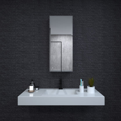 Niveal LUMCA Series Rectangular Aluminum Recessed/Surface Mount Medicine Cabinet with Mirror MMC-1536SV9
